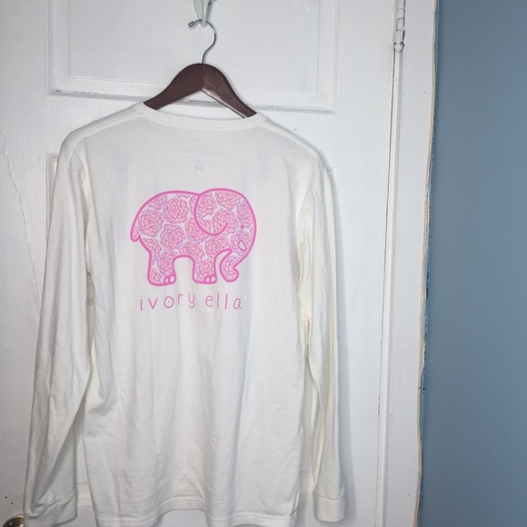 SOLD***Ivory Ella Pink Rose Elephant Pocket Tee - Picture 7 of 8